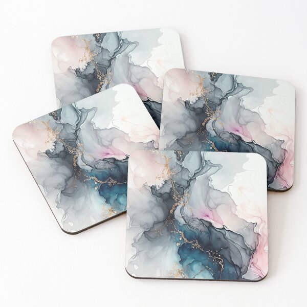 Item preview, Pink and Blue Cosmos - Abstract Alcohol Ink Art designed and sold by inkvestor.