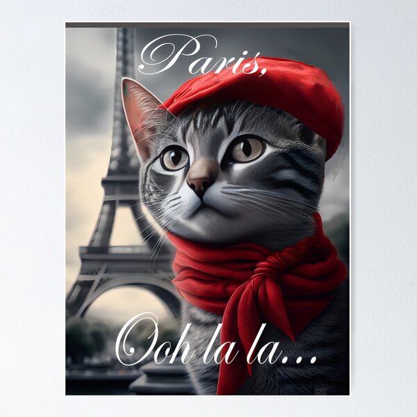 Item preview, Bonjour Paris Ooh la la French Cat Eiffel Tower designed and sold by Parisian252.
