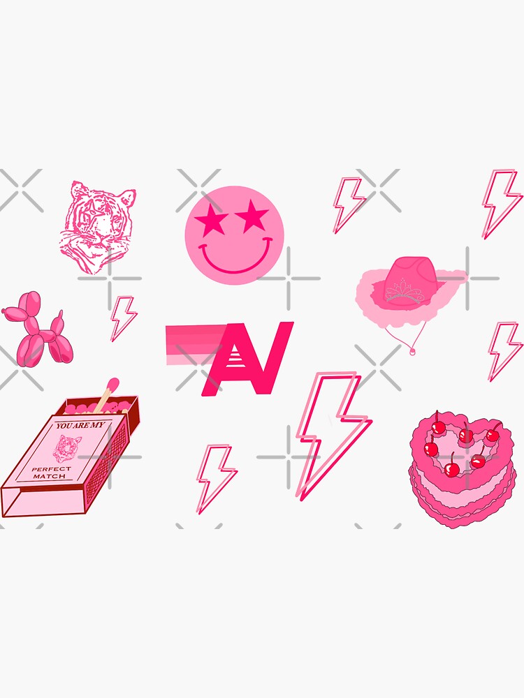 Preppy Pink Set Sticker for Sale by brookiecookie37