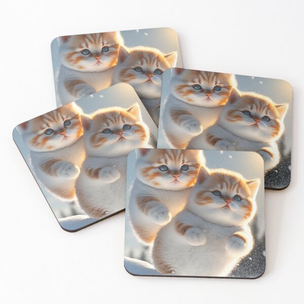 Item preview, Fat Couple kitten flying together, playing in the snow are very lovely photos 3k - 24 designed and sold by jetaiart.