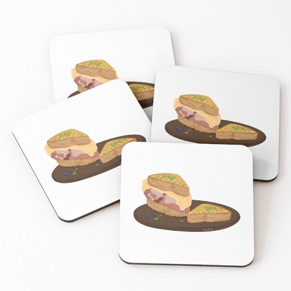Item preview, Gourmet croque-monsieur served on its wooden plate designed and sold by Emilie BESSON.