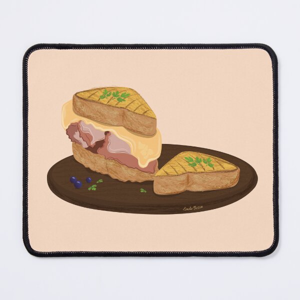 Item preview, Gourmet croque-monsieur served on its wooden plate designed and sold by Emilie BESSON.