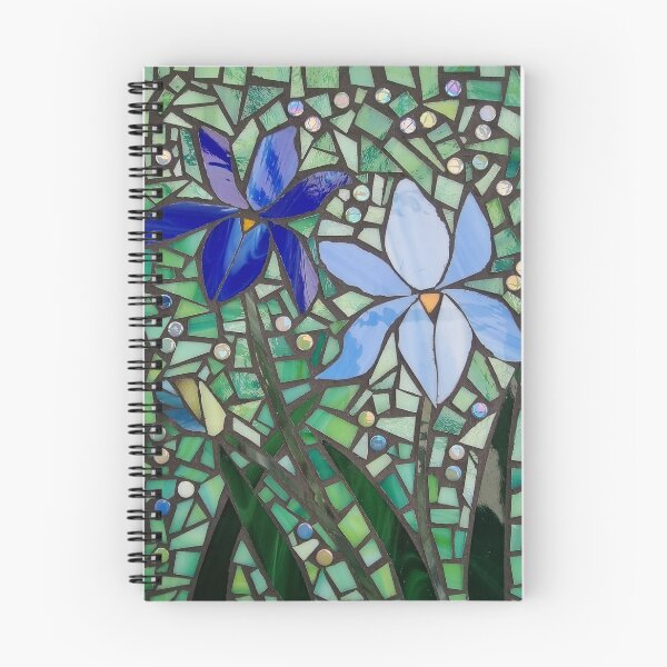 Item preview, Blue irises in stained glass  designed and sold by suespaintroom.