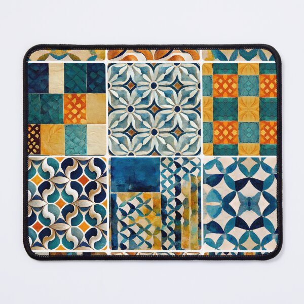 Item preview, Spanish tiles Moroccan tiles Mediterranean tiles style wall art phone case pillow blanket tote bag metal print canvas designed and sold by LunarSeaArt.