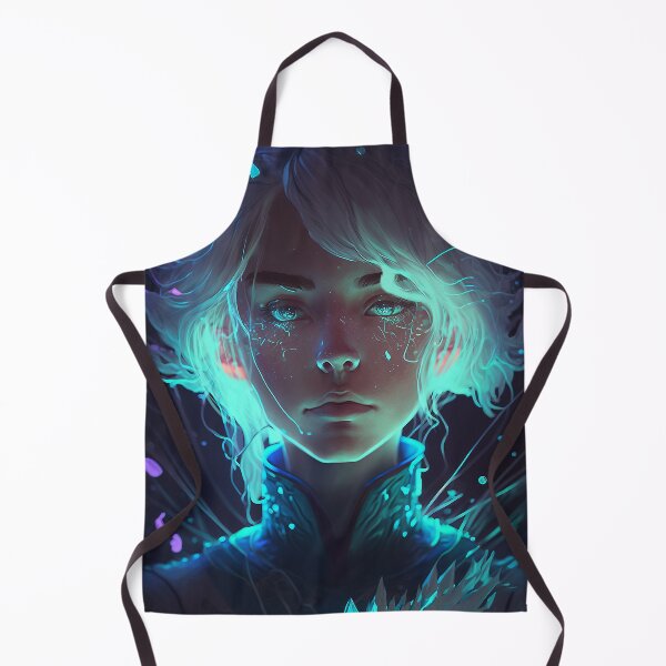 Item preview, Intergalactic Beauty: An Ethereal Anime Girl Portrait with Blue Bioluminescence designed and sold by EmeraldeaArt.
