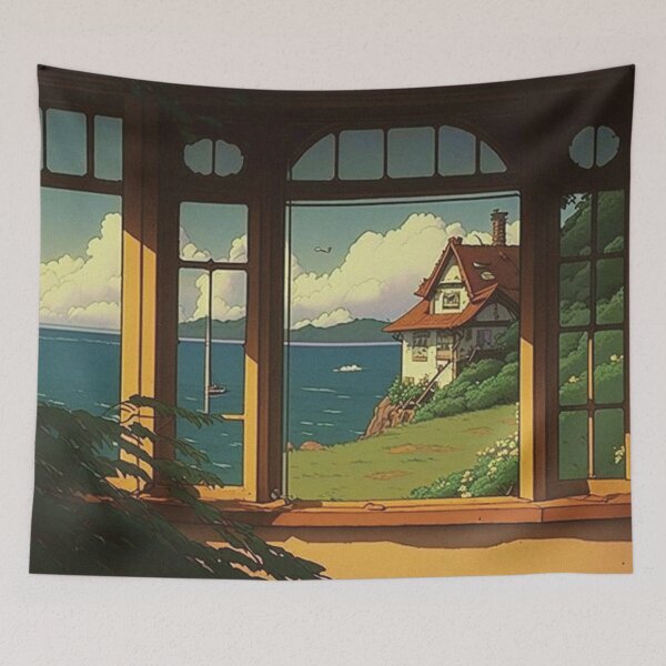 Item preview, Memories of the Cabin by the Seaside - Retro Anime Inspired designed and sold by Roy Lyons.
