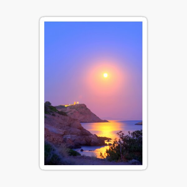 Full Moon and the Temple of Apollo in Sounion Sticker