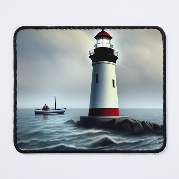 Item preview, Lighthouse with a boat designed and sold by pietrofoto.