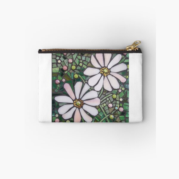 Item preview, Pale pink and white Japanese anemones stained glass mosaic designed and sold by suespaintroom.