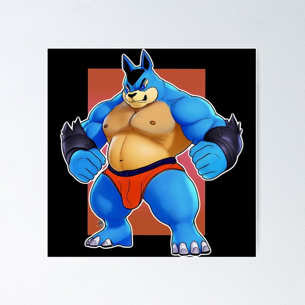 Buff Lucario showing off his butt, Bara