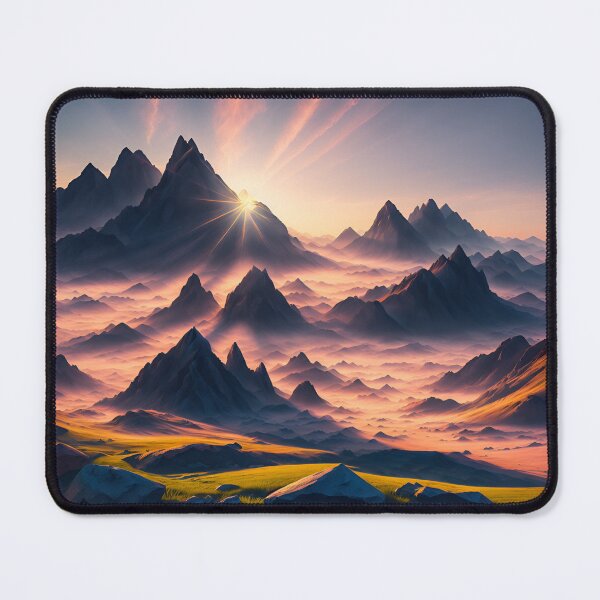 Item preview, A Breathtaking View Of The Sun Rising Over The Jagged Mountain Peaks, Its Rays Of Light Cascading Down The Slopes Ai Generated Art designed and sold by AiGens.