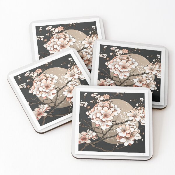 Item preview, Cherry flowers under a full moon designed and sold by TheTravelingOwl.
