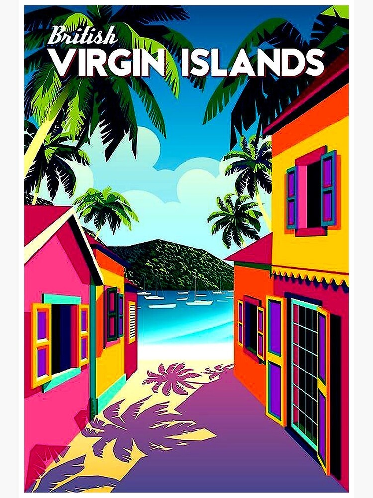 Disover British Virgin Islands in the Caribbean Travel and Tourism Print Premium Matte Vertical Poster