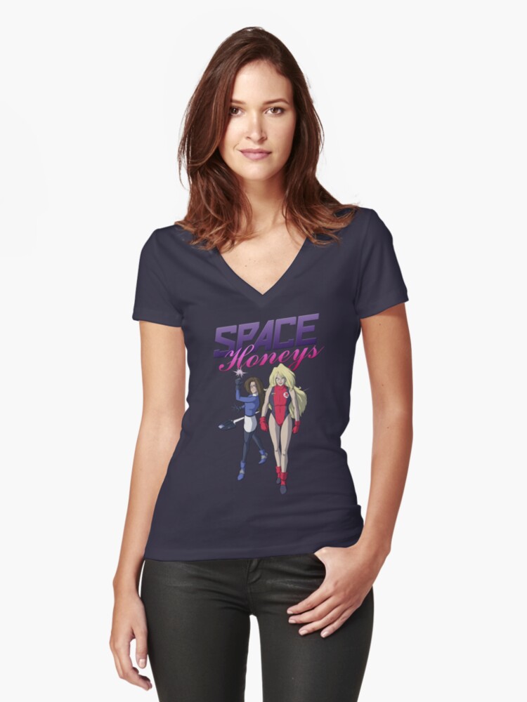 Thumbnail 1 of 3, Fitted V-Neck T-Shirt, Space Honeys 2023 designed and sold by Mister-Neil.
