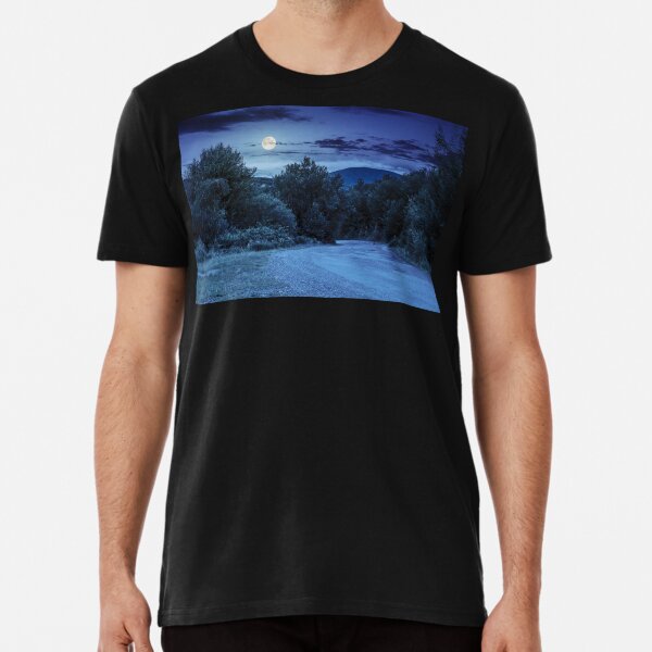 road through the forest in mountains at night Premium T-Shirt
