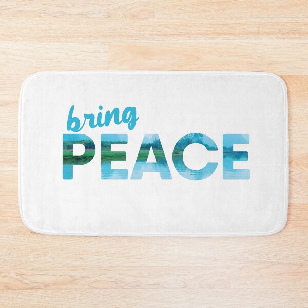 Item preview, Bring PEACE Text Quote Design, mountain lake reflection designed and sold by RiciPaneto.