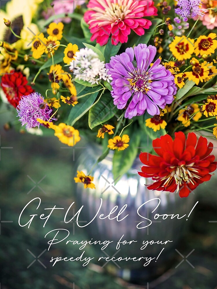 Get Well Soon Digital papers and Flower Bouquet Clipart By JennyL Designs