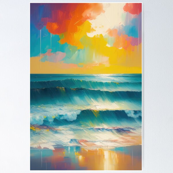 Item preview, Ocean's Embrace: A Breathtaking Wavy Seascape Painting designed and sold by gabpod.