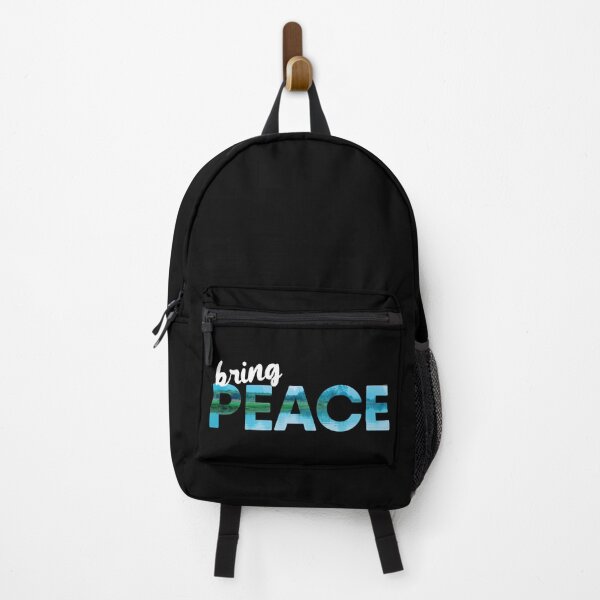 Item preview, Bring PEACE Text Quote Design, mountain lake reflection, black designed and sold by RiciPaneto.