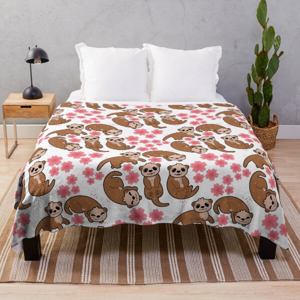 Item preview, Cute sea otter with pink cherry blossom designed and sold by Mossysplashart.