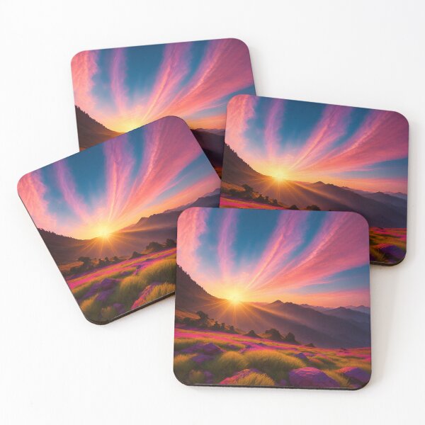 Item preview, A Vivid Sunrise Painting The Sky With A Brilliant Orange And Pink Hue, The Sun's Rays Cascading Down The Mountain Slopes Ai Generated Art designed and sold by AiGens.