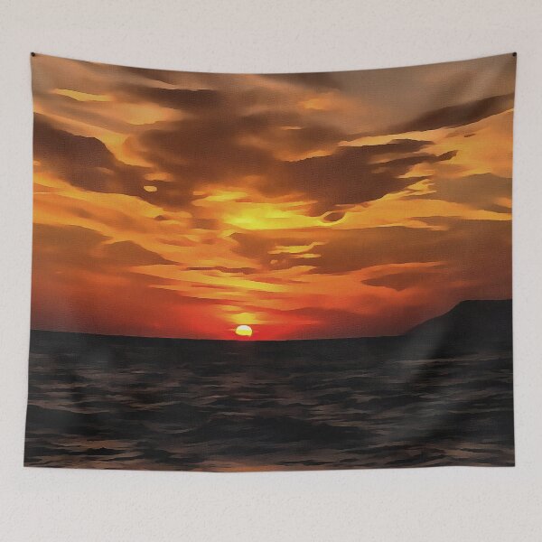 Item preview, Burned Horizons Sunset Over The Aegean Painting designed and sold by taiche.
