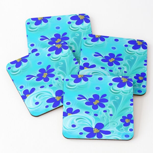 Item preview, Whispy Leaves and Flowers Blue Blowing in the Wind with a Sky Blue Background       ra designed and sold by deniselynnimage.