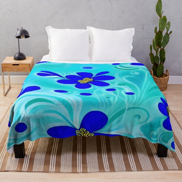 Item preview, Whispy Leaves and Flowers Blue Blowing in the Wind with a Sky Blue Background       ra designed and sold by deniselynnimage.