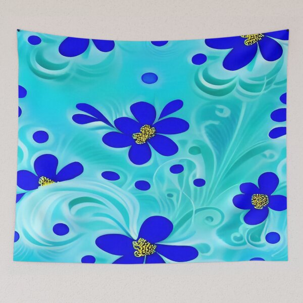 Item preview, Whispy Leaves and Flowers Blue Blowing in the Wind with a Sky Blue Background       ra designed and sold by deniselynnimage.
