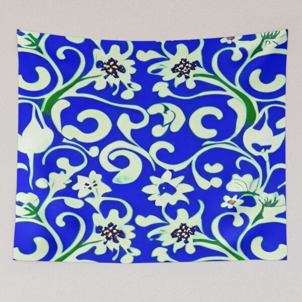 Item preview, Blooming Blossoms Floral in Blue with Whispy Leaves and a Brilliant Blue Sky     ra designed and sold by deniselynnimage.