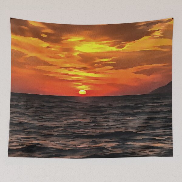 Item preview, Sunset Over The Aegean Sea Landscape Painting designed and sold by taiche.
