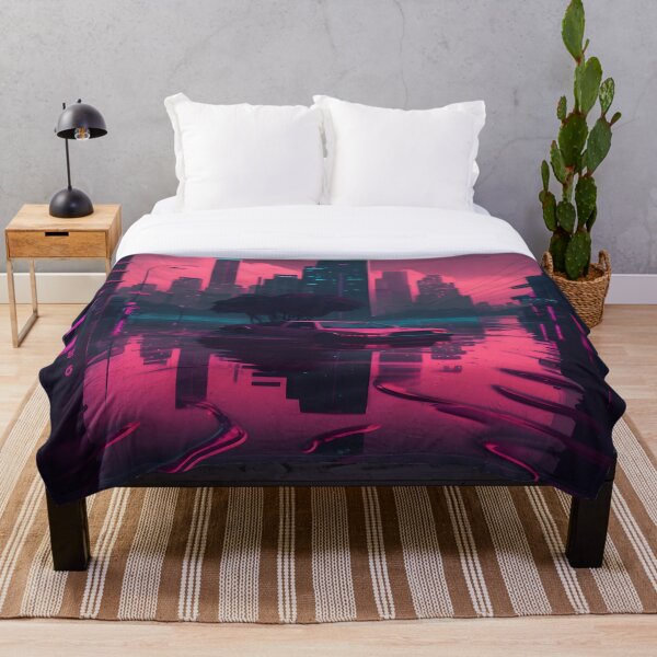 Aperçu de l'œuvre Ville inondée - Retrowave créée et vendue par AgitProPrints.