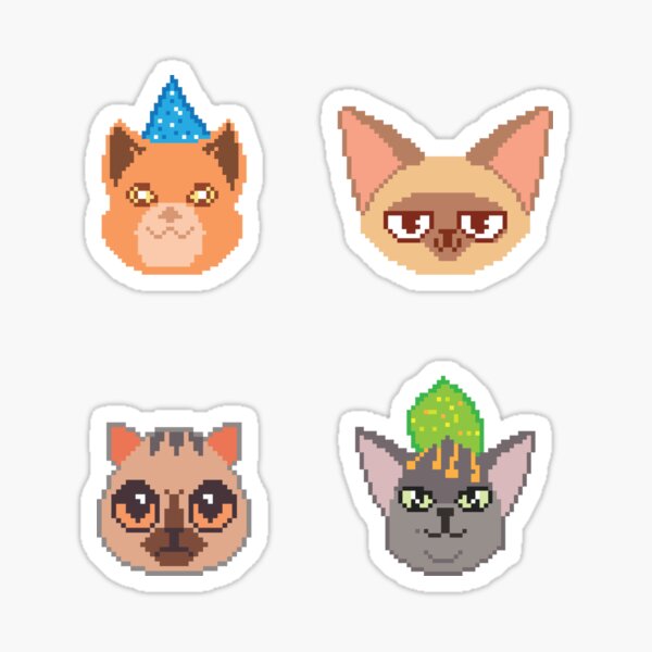 Cute Cat Pixel Art  Sticker for Sale by Jaade Santos Ferreira