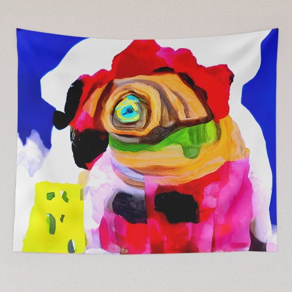 Item preview, Pug Absract Art. Colourful Pug Art. Watercolour Pug Art. designed and sold by Doggymadness.