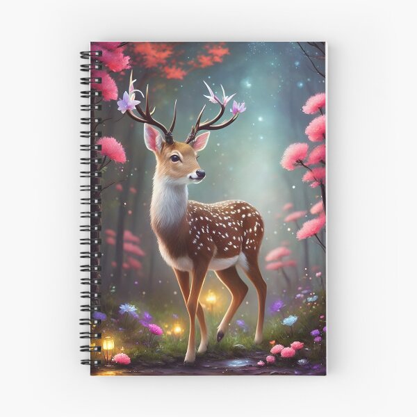 Item preview, Deer with flowers on its antlers flowers around him deer surrounded by flowers designed and sold by Whimsy Bu.