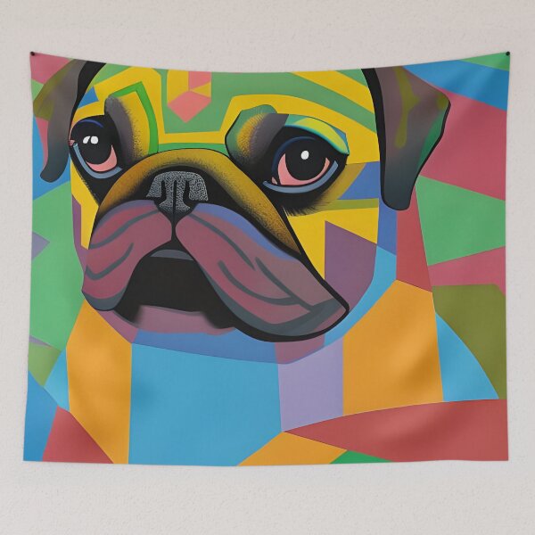 Item preview, Colourful Abstract Pug. Colouful Pug Art. Watecolor Pug Art,  designed and sold by Doggymadness.