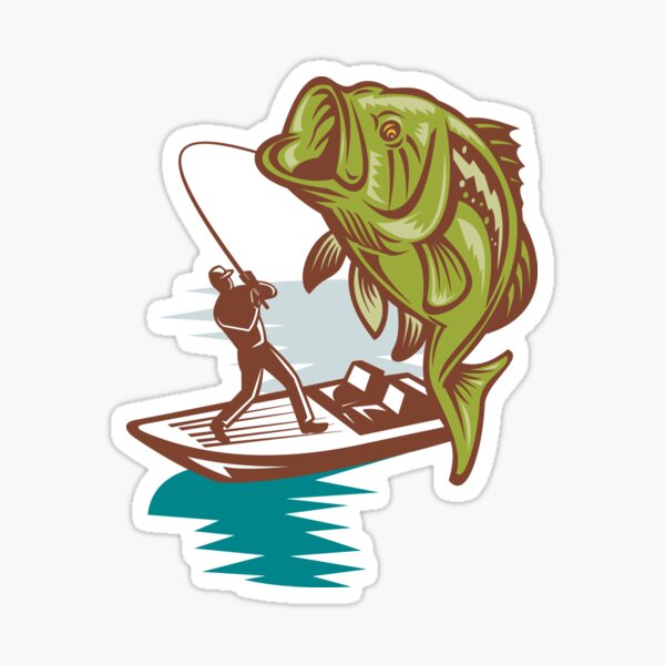 Vintage Retro Large Mouth Bass Fishing Gift For Men Sticker for Sale by  MintedFresh