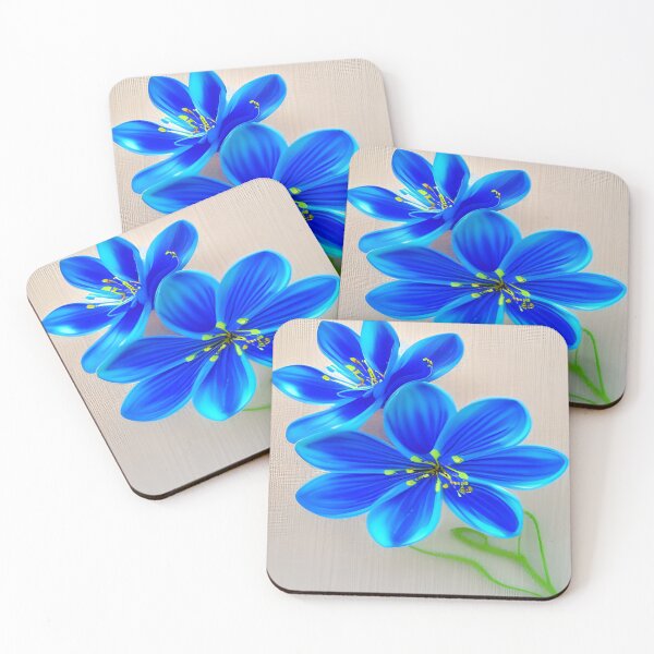 Item preview, Vibrant Blue Flowers on Full Display with a Cloth Linen Texture Background     ra designed and sold by deniselynnimage.
