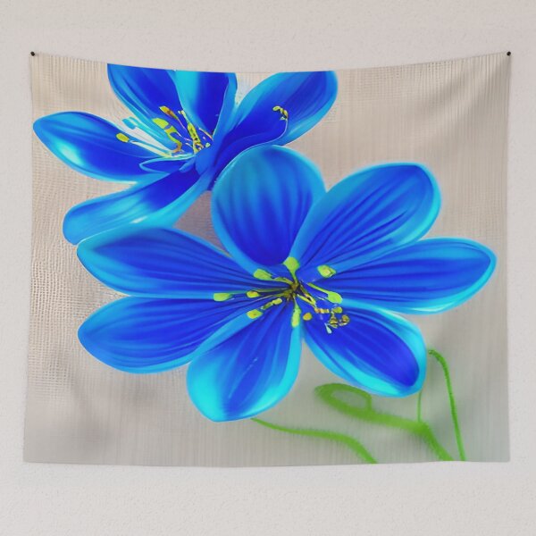 Item preview, Vibrant Blue Flowers on Full Display with a Cloth Linen Texture Background     ra designed and sold by deniselynnimage.