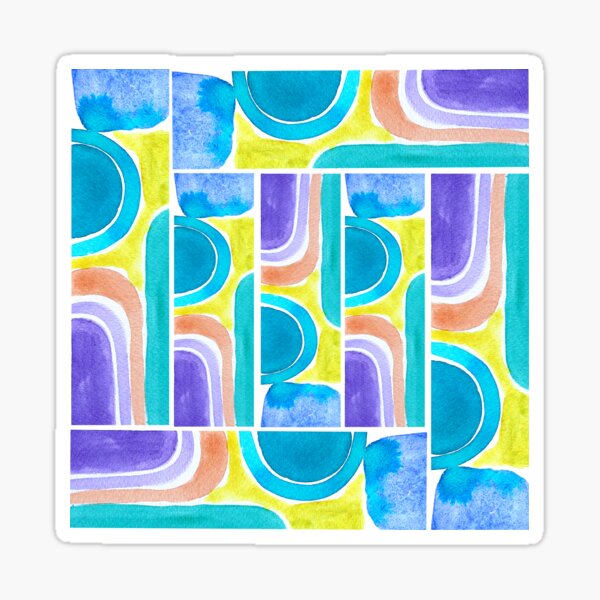 Abstract Bright Watercolor block pattern  Sticker