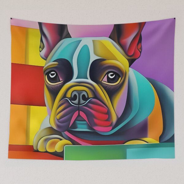 Item preview, Colourful Pug Art. Abstract Pug Art. Colourful Pug. Rainbow Pug Art. designed and sold by Doggymadness.