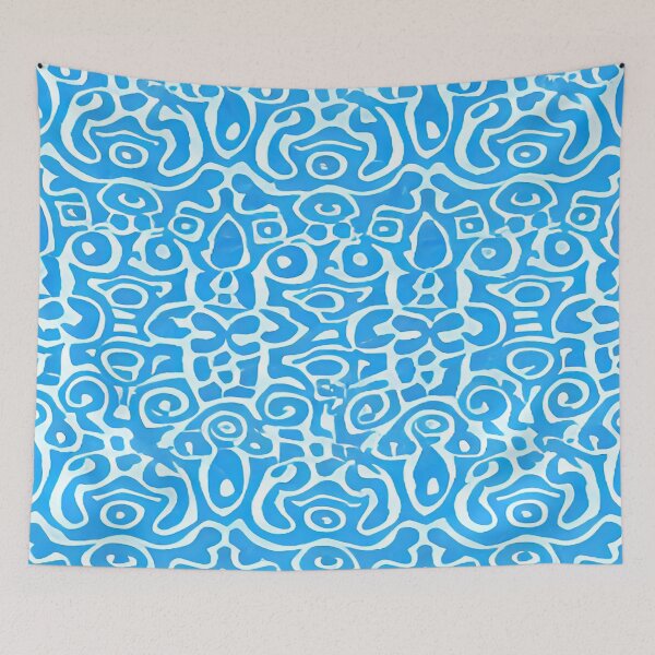 Item preview, Random Geometric Shapes of Circles Swirls Arches Ovals and Abstract Shapes in a Blue and White Pattern      ra designed and sold by deniselynnimage.
