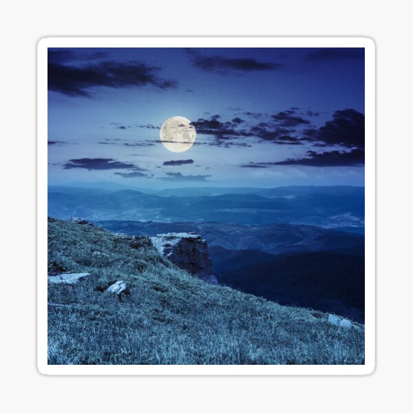 boulders on the endge of mountain at night Sticker