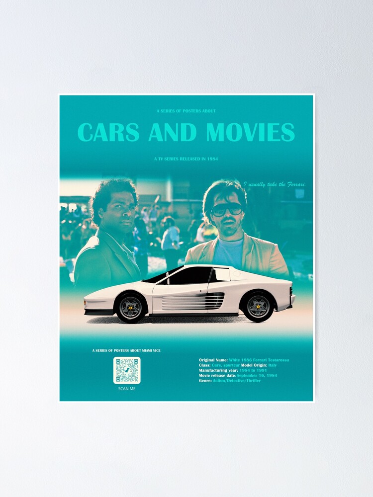 Cars and Movies - Ferrari Testarossa Miami Vice Poster for Sale by  emilmiami