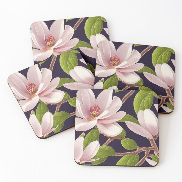 Item preview, Magnolia tree branches, pink flowers, petals, leaves designed and sold by EmeraldeaArt.