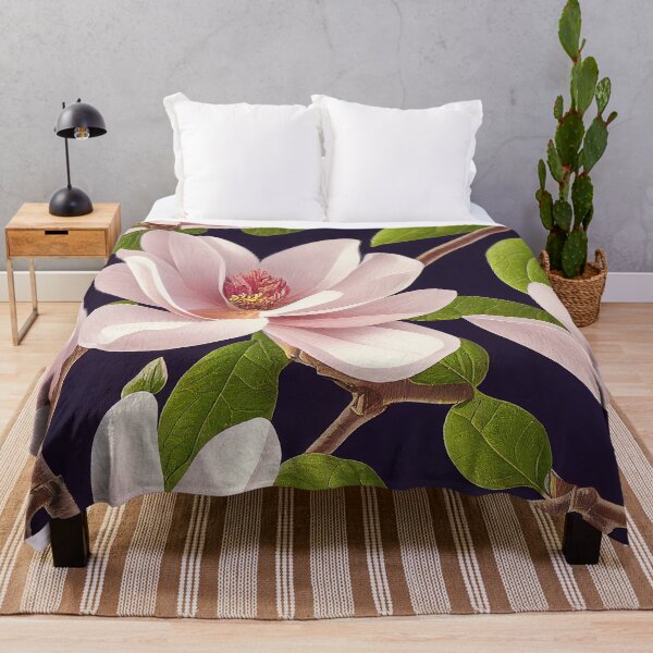 Item preview, Magnolia tree branches, pink flowers, petals, leaves designed and sold by EmeraldeaArt.