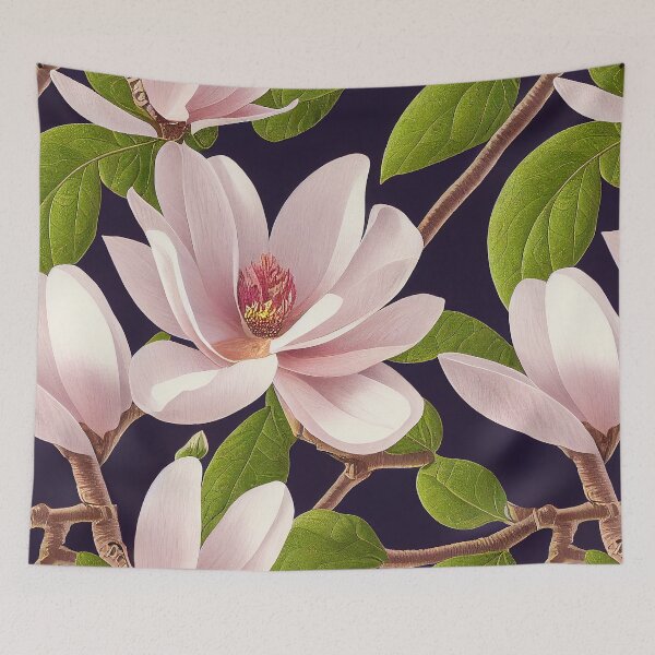 Item preview, Magnolia tree branches, pink flowers, petals, leaves designed and sold by EmeraldeaArt.