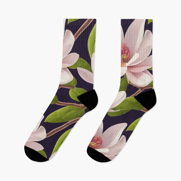 Item preview, Magnolia tree branches, pink flowers, petals, leaves designed and sold by EmeraldeaArt.
