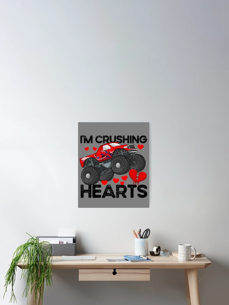 Thumbnail 2 von 3, Poster, I'm Crushing Hearts Monster Truck Kids Boy Valentines Outfit Gear designt und verkauft von DynamicDesign.