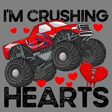 Vorschaubild zum Design I'm Crushing Hearts Monster Truck Kids Boy Valentines Outfit Gear von DynamicDesign